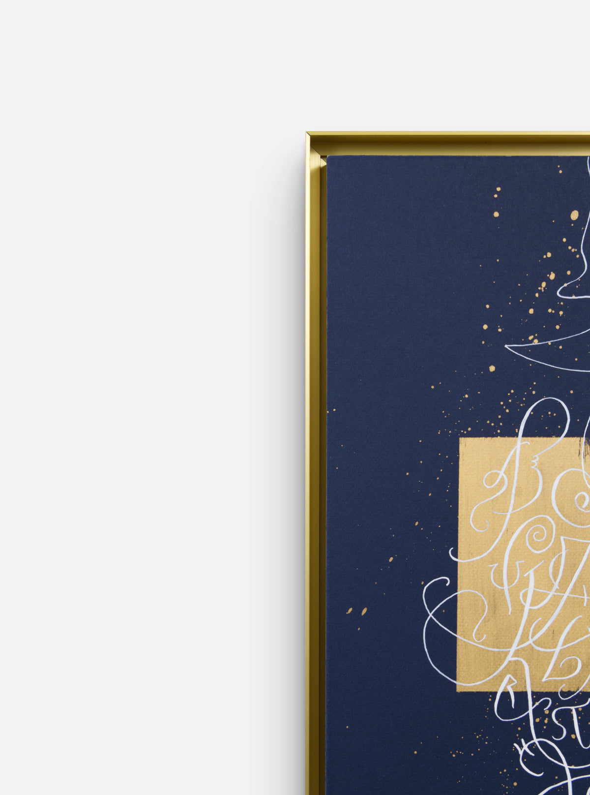 Alphabet original abstract calligraphy artwork by Mary Pavlova in a frame