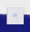 Breathtaking original abstract calligraphy artwork by Mary Pavlova in white and blue