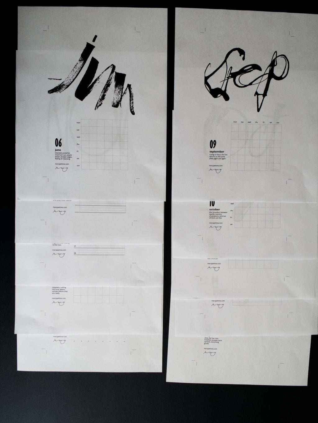 10 layouts of the calendar