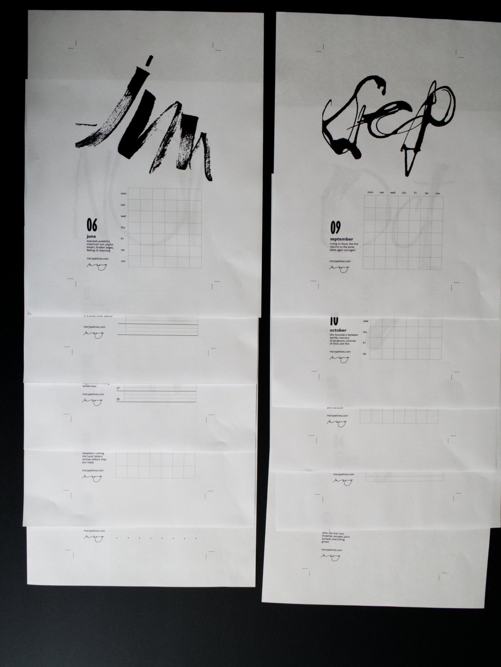 10 layouts of the calendar