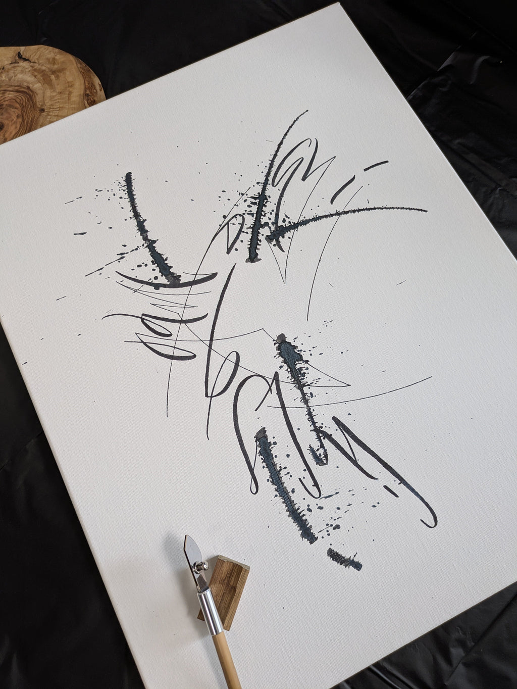 Abstract Black and White Wall Art 16x20" — Life is a game, play it