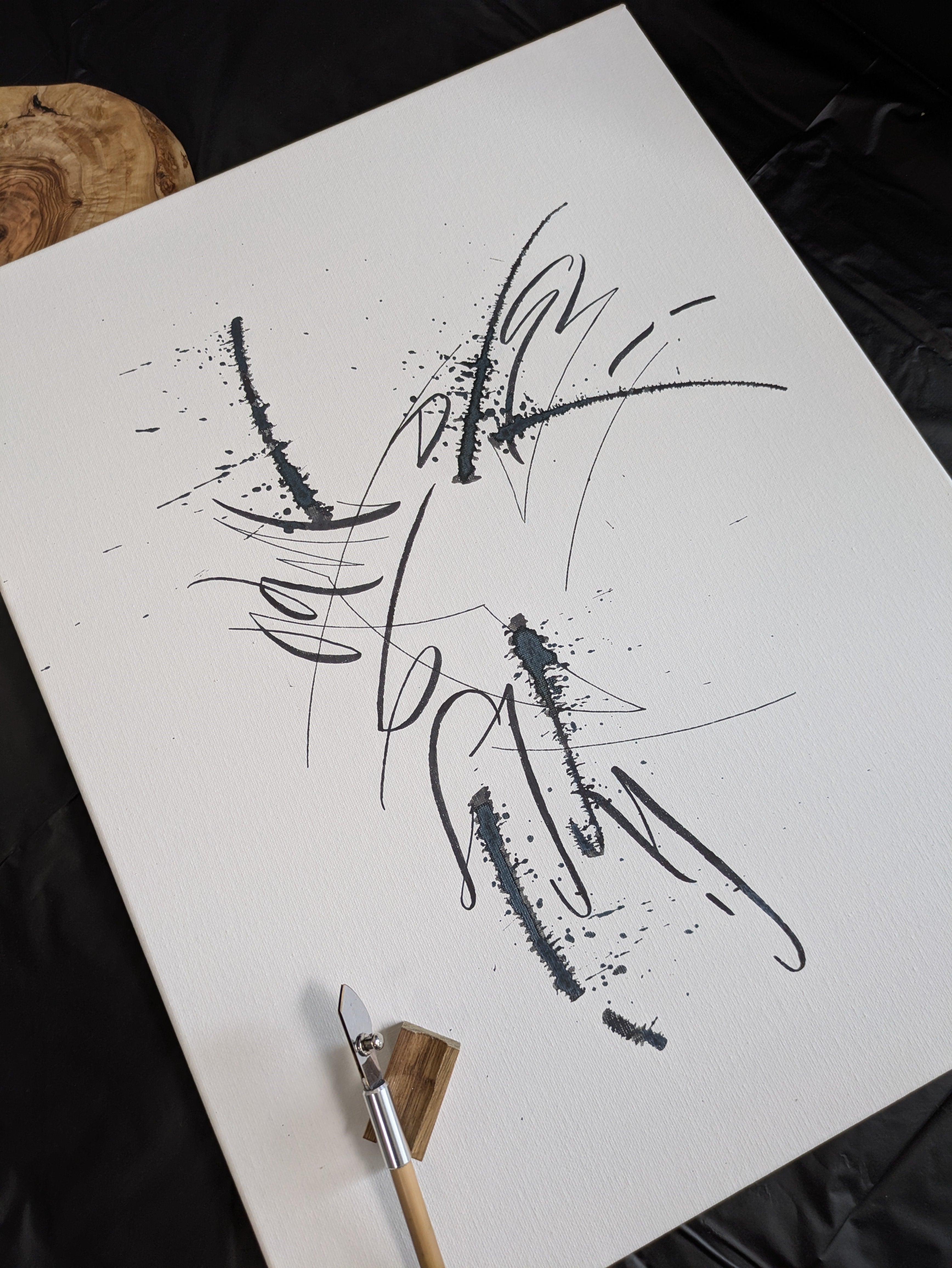 Abstract Black and White Wall Art 16x20" — Life is a game, play it
