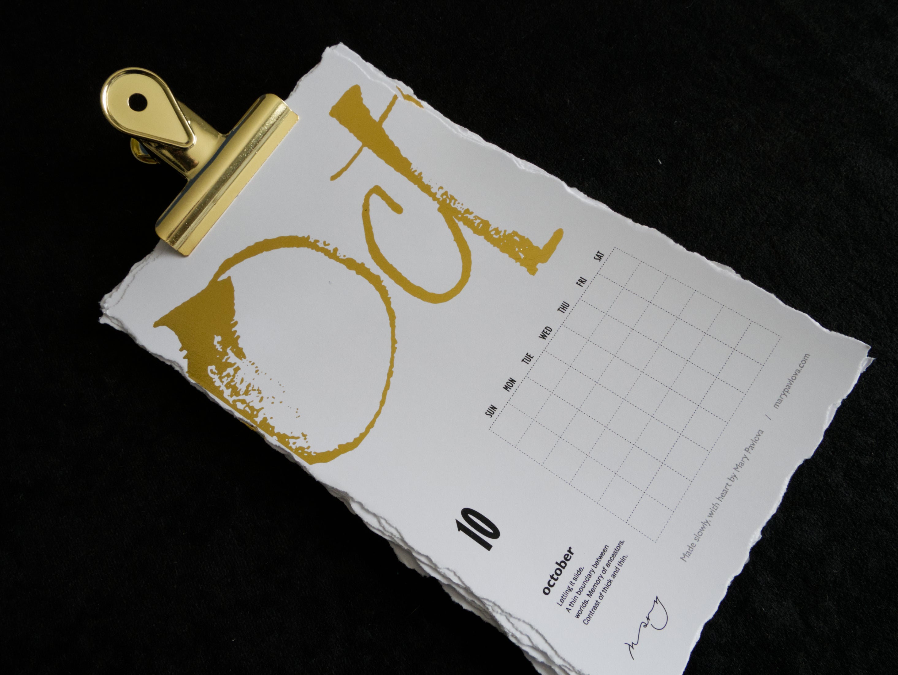 Premium Minimalist Art Calendar with Gold Foil Months