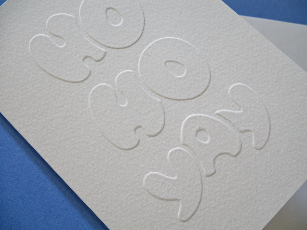 Embossed Lettering Greeting card 5x7". Handmade