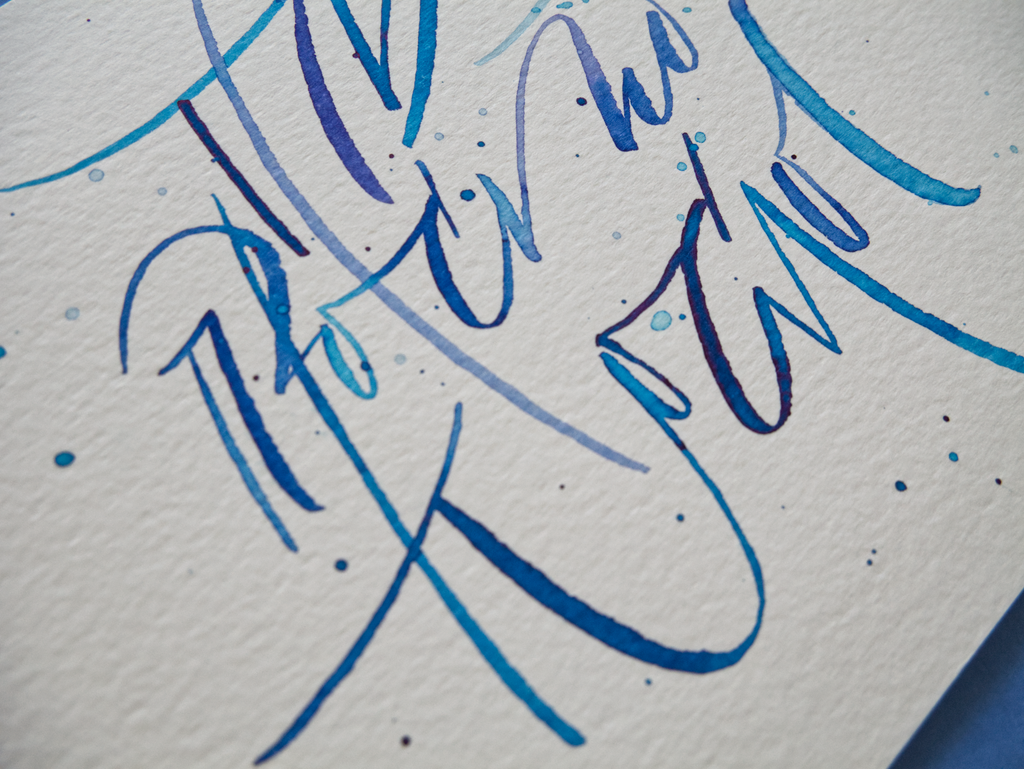 Original Abstract Calligraphy Greeting card 5x7". Handwritten