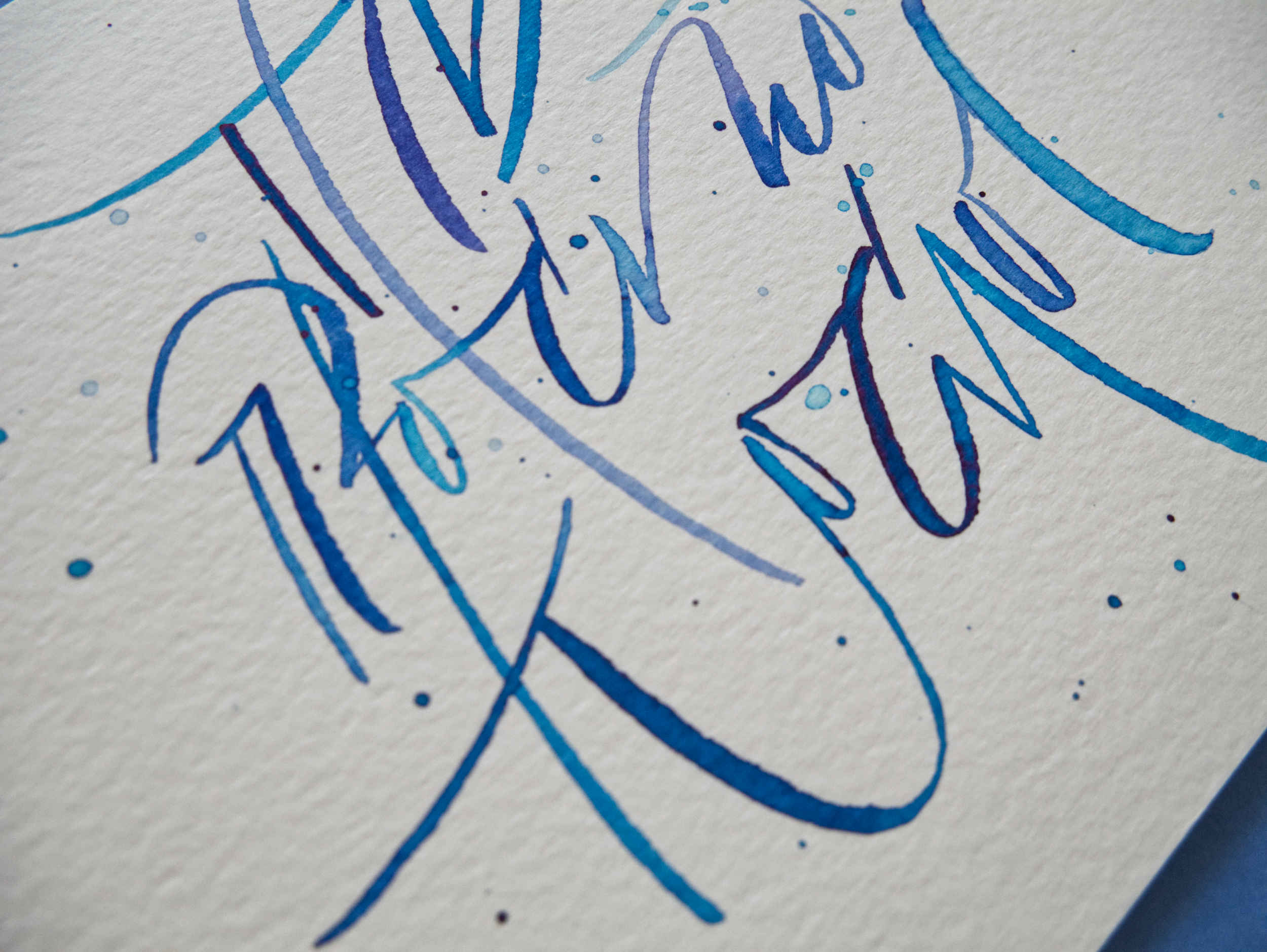 Original Abstract Calligraphy Greeting card 5x7". Handwritten