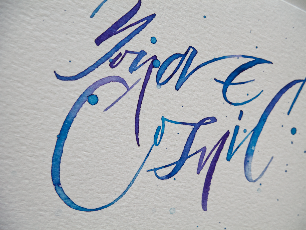 Original Abstract Calligraphy Greeting card 5x7". Handwritten