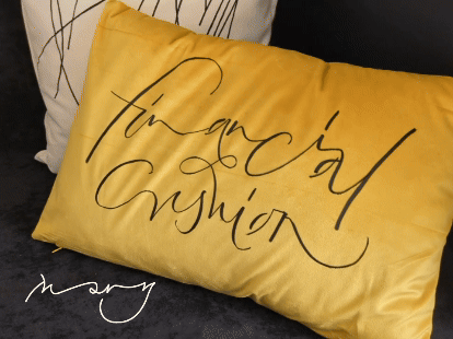 Hand-painted Mustard Velvet Throw Pillow Cover 16x23" – Abstract Artwork “Financial Cushion”