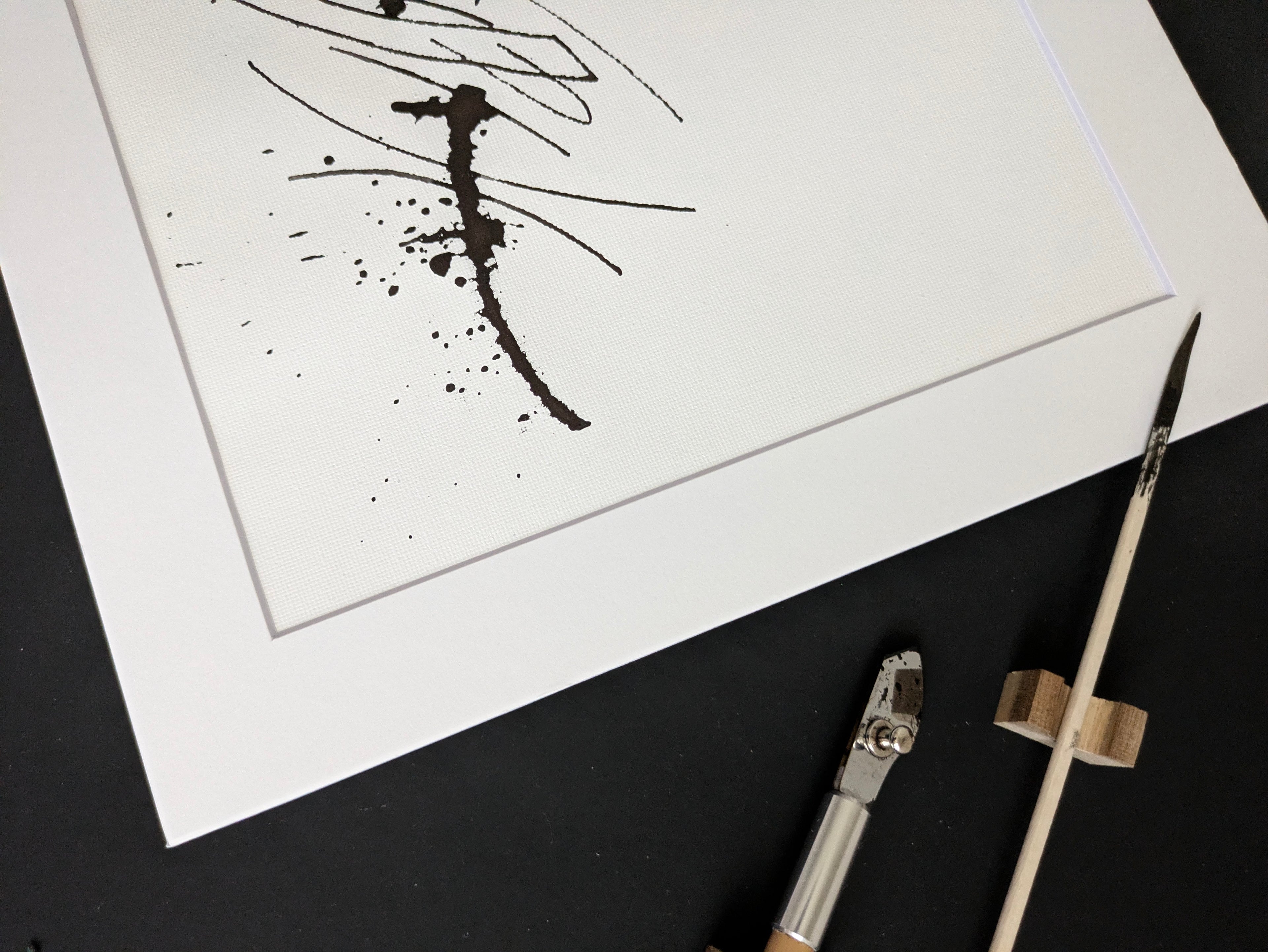Abstract Black and White Wall Art 9x12"— Cat-astrophe