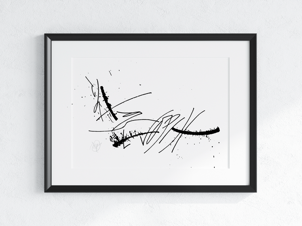 Abstract Black and White Wall Art 9x12"— Cat-astrophe