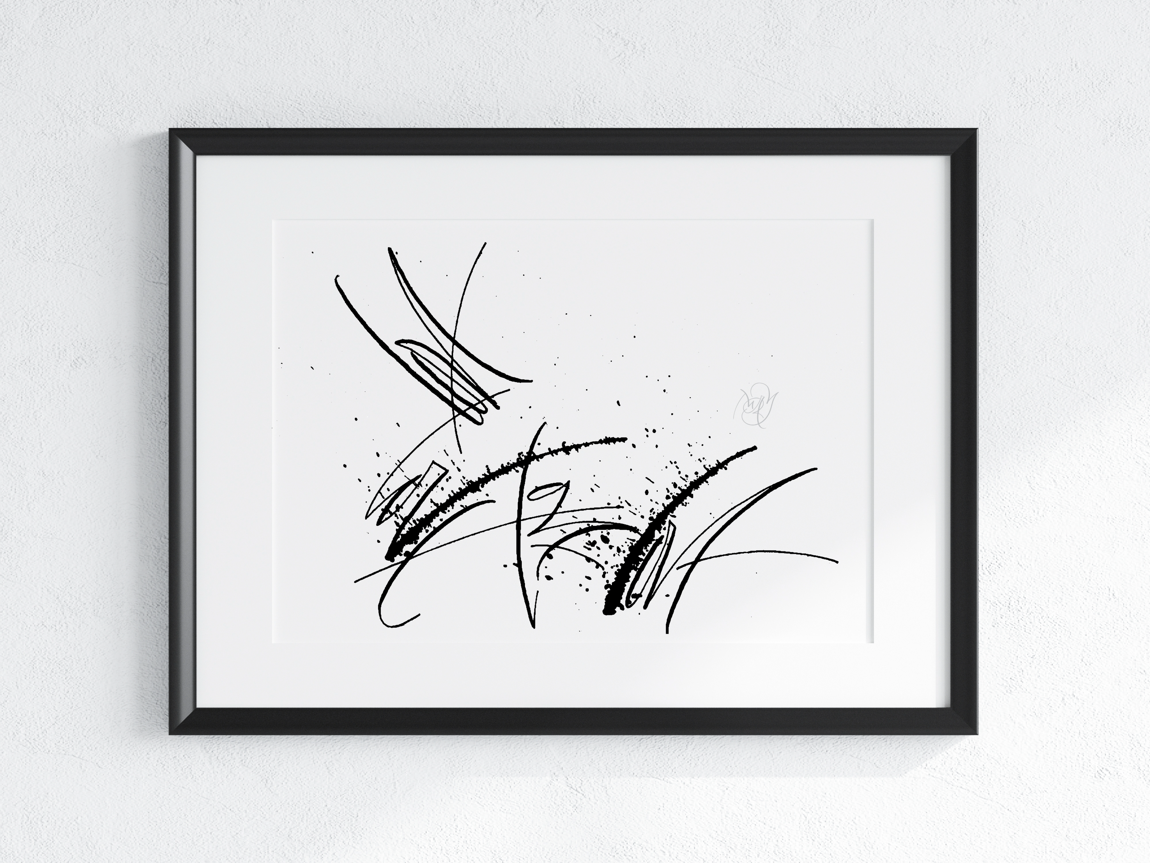 Abstract Black and White Wall Art 9x12"— For Love