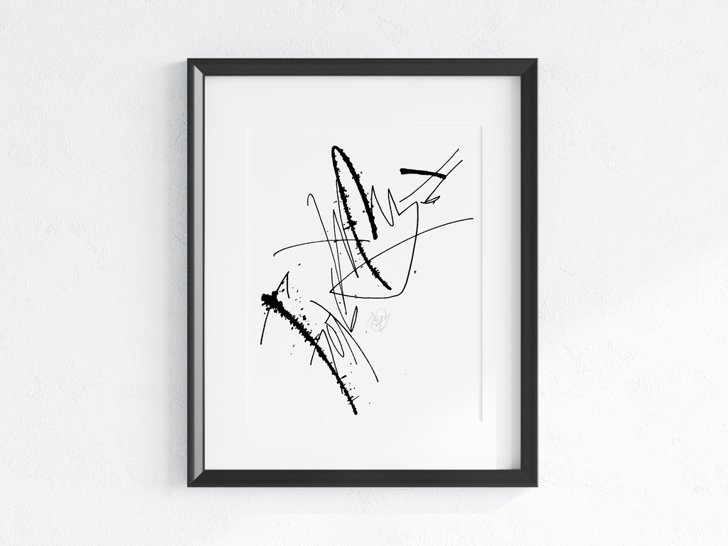 Abstract Black and White Wall Art 9x12"— Life is pain