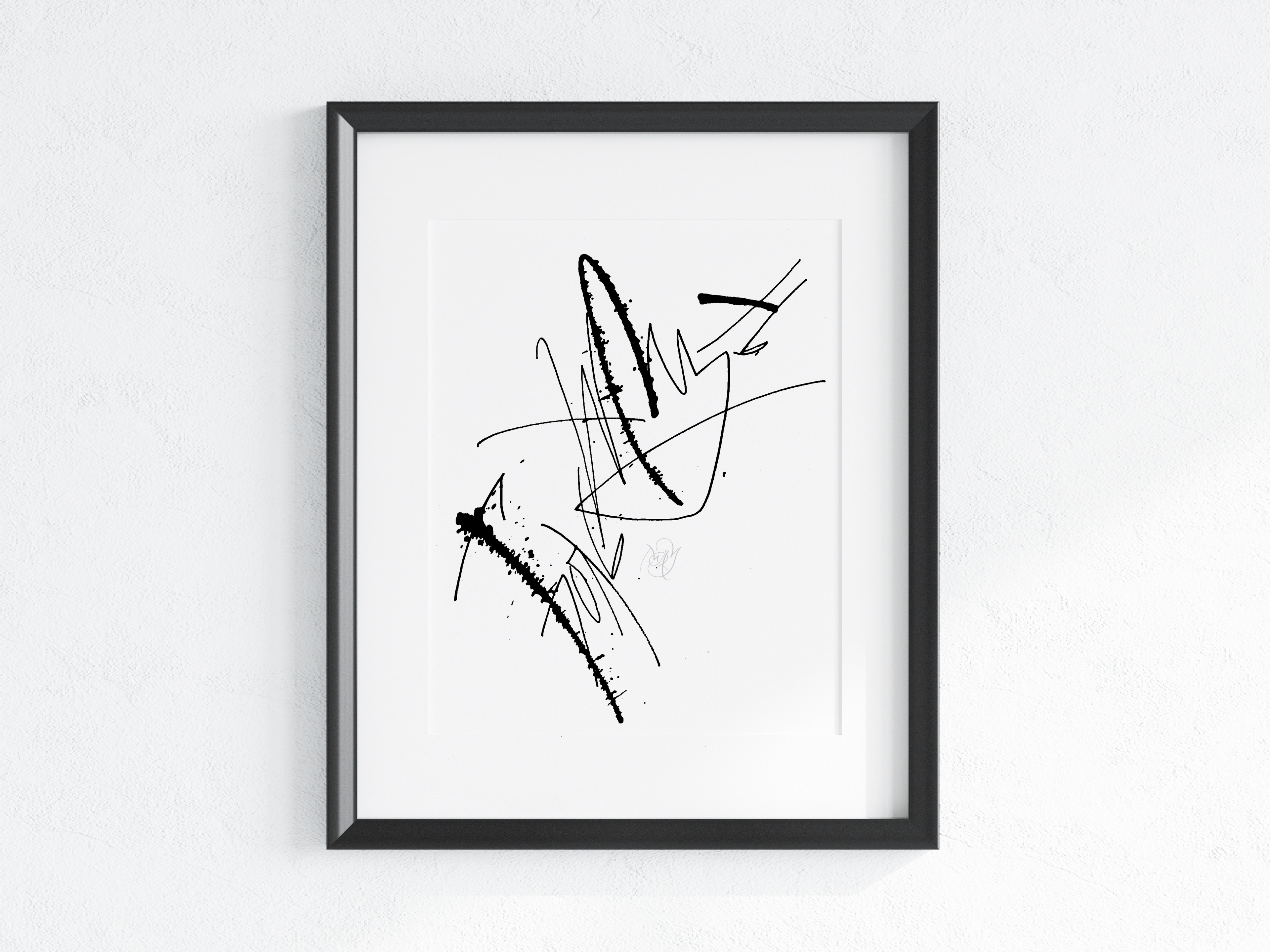 Abstract Black and White Wall Art 9x12"— Life is pain