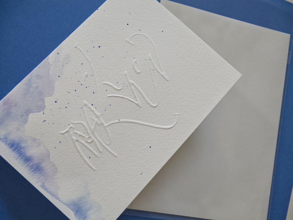Embossed Lettering Greeting card 5x7". Handmade