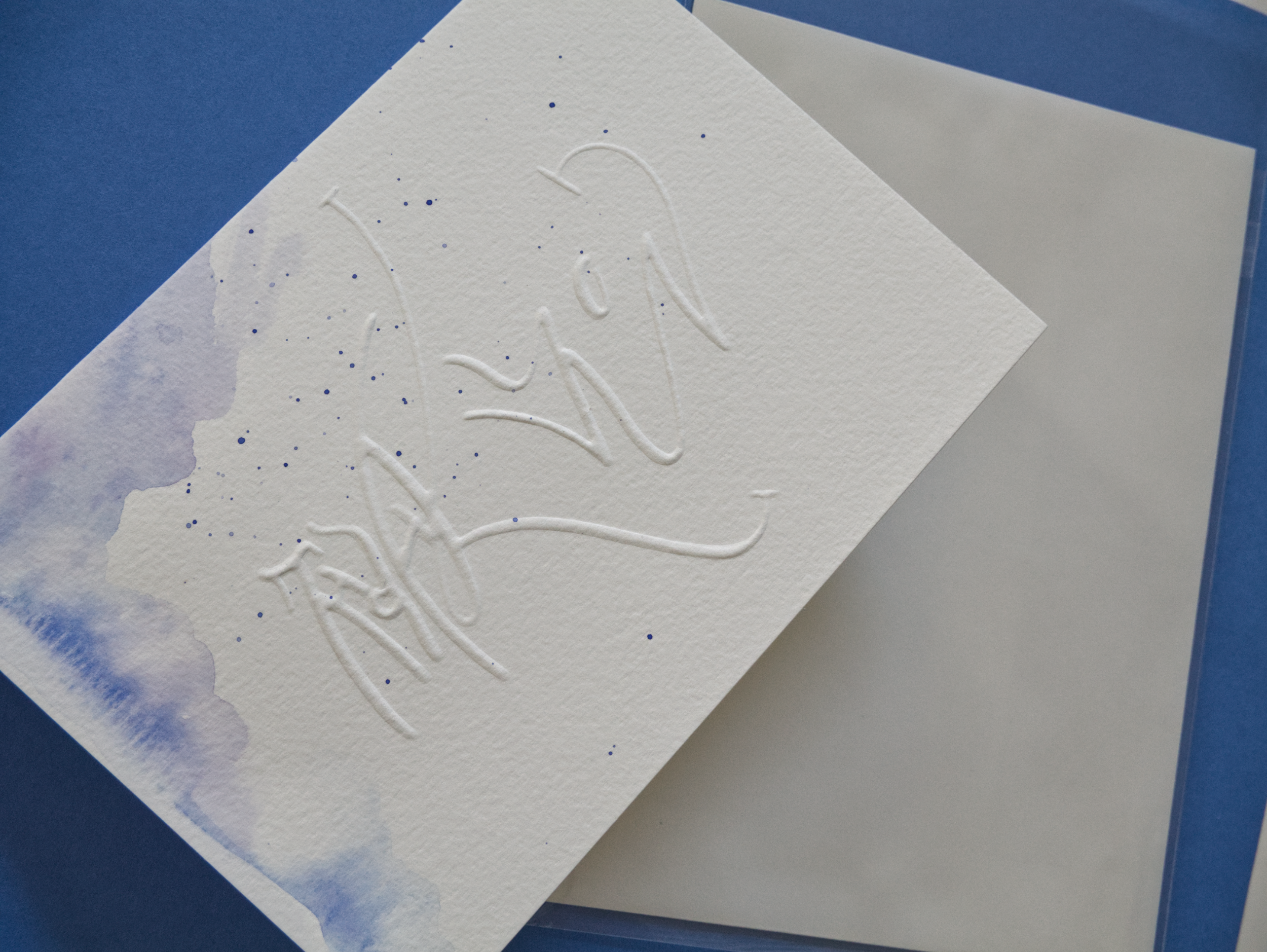 Embossed Lettering Greeting card 5x7". Handmade