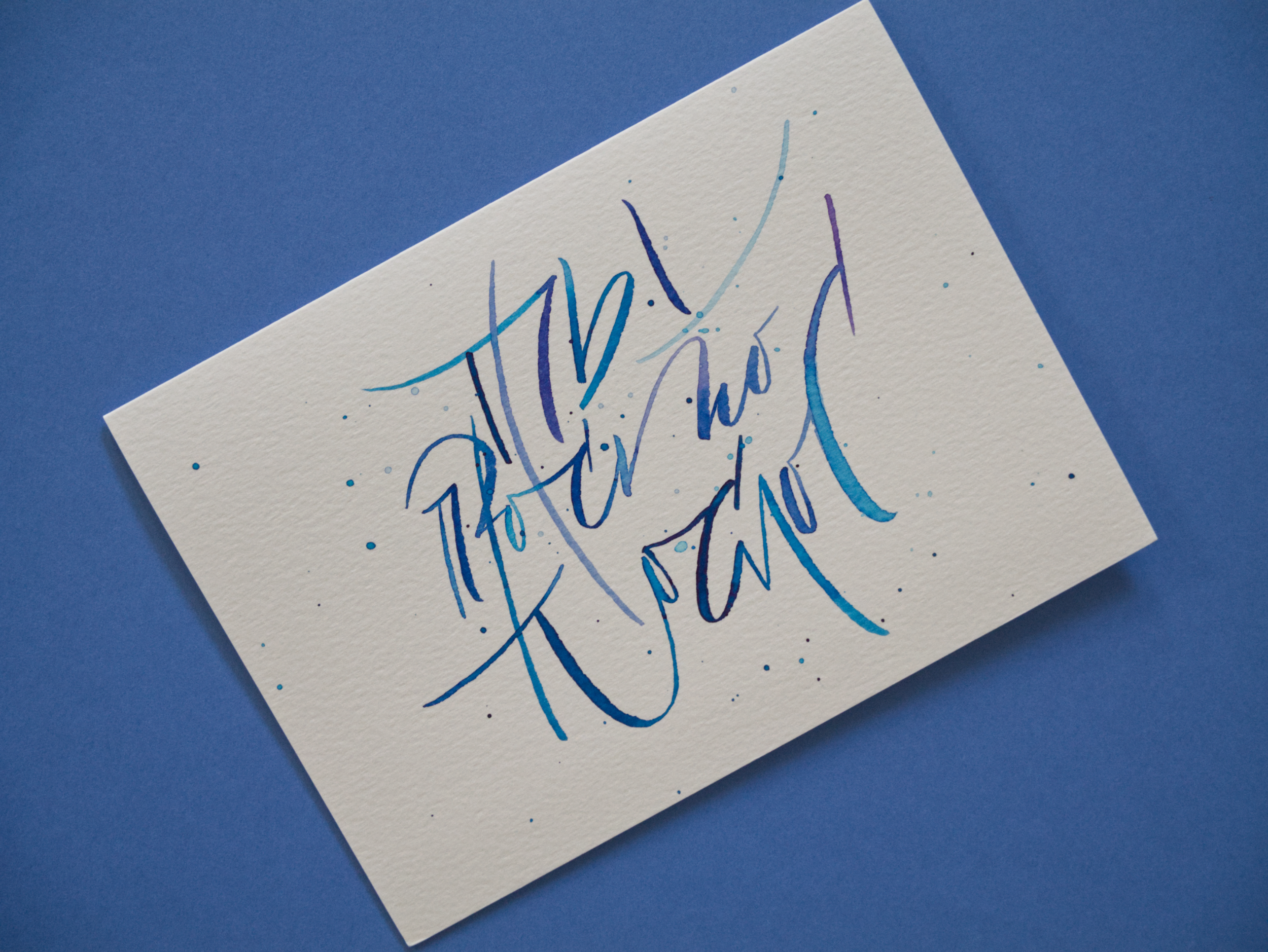 Original Abstract Calligraphy Greeting card 5x7". Handwritten