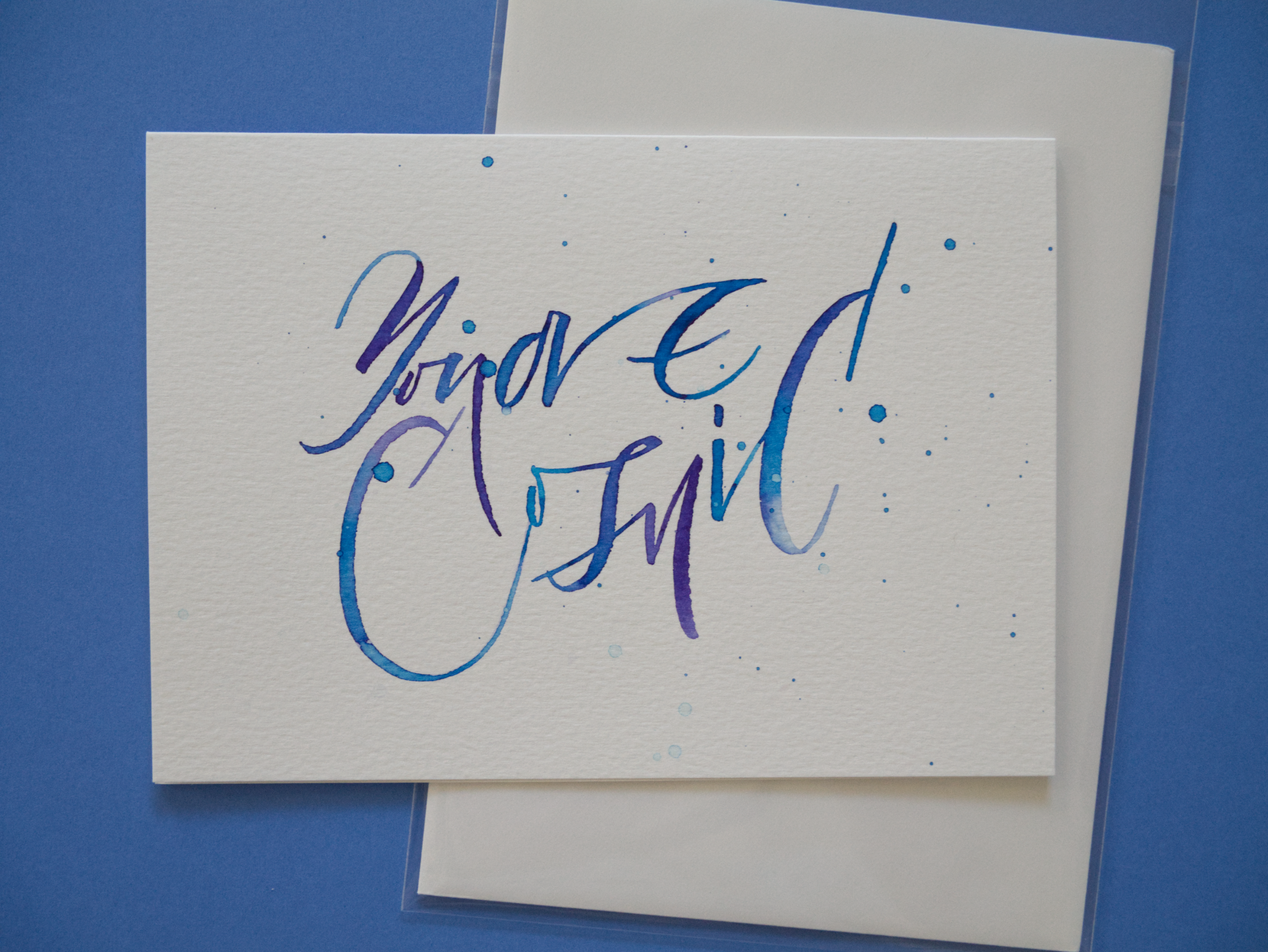 Original Abstract Calligraphy Greeting card 5x7". Handwritten