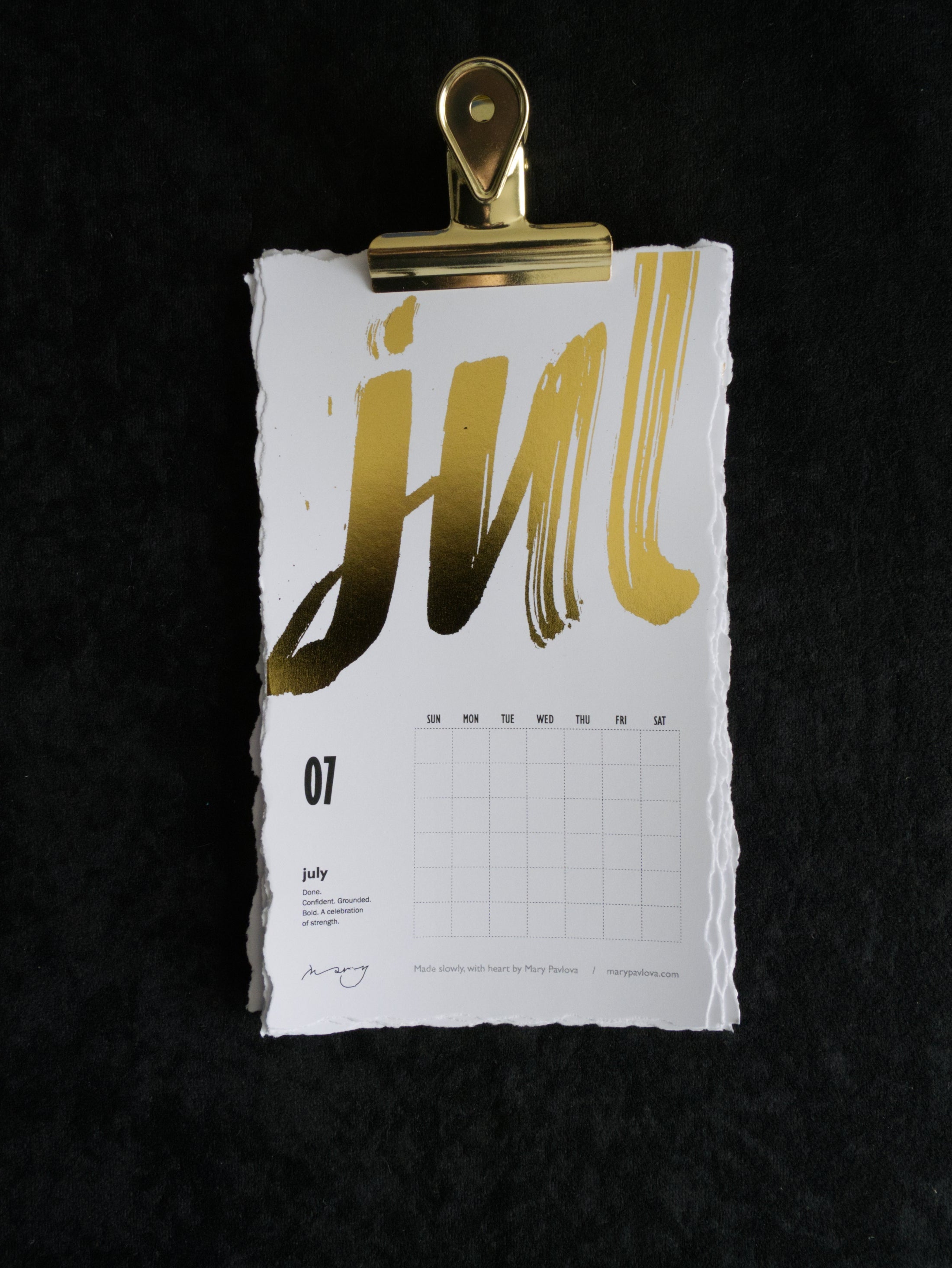 Premium Minimalist Art Calendar with Gold Foil Months