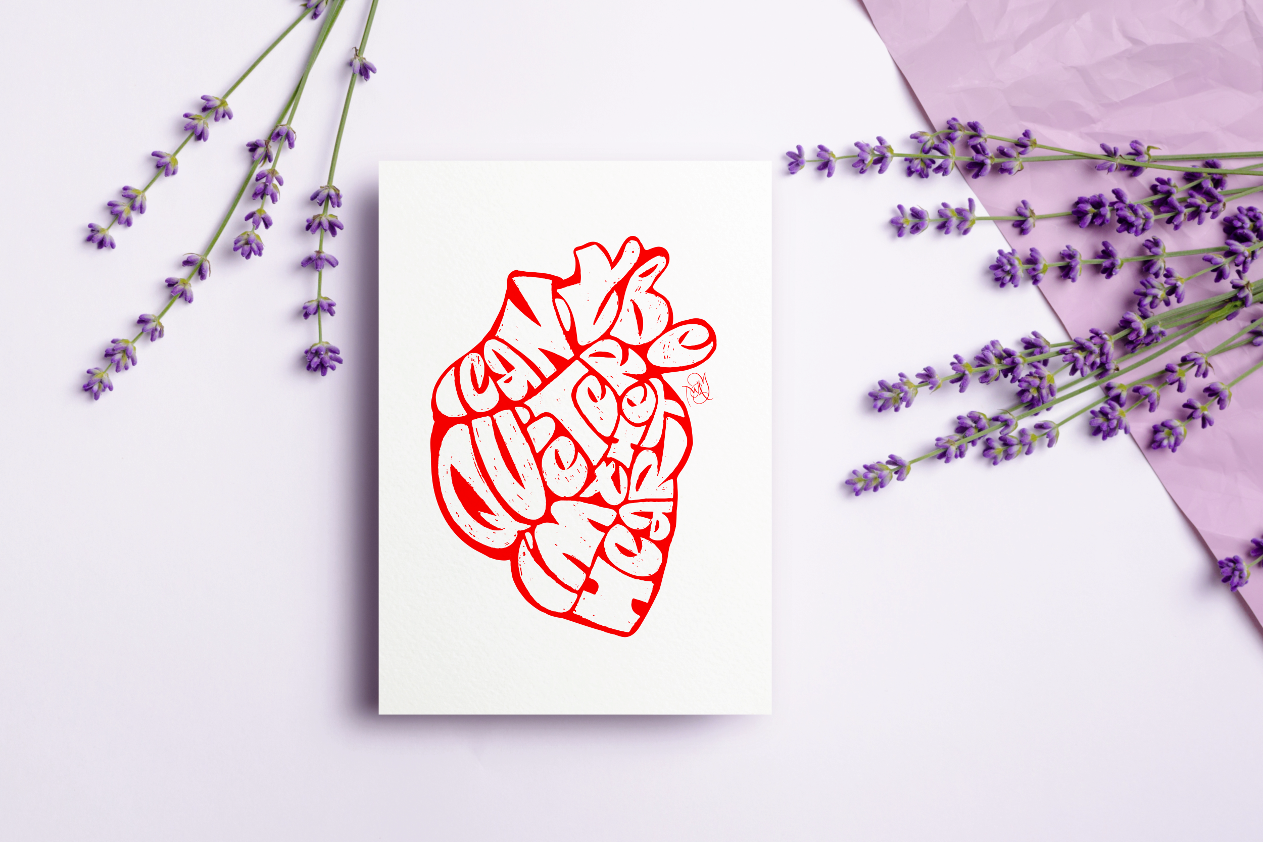 Calligraphy and Lettering Greeting cards 5x7". Printed