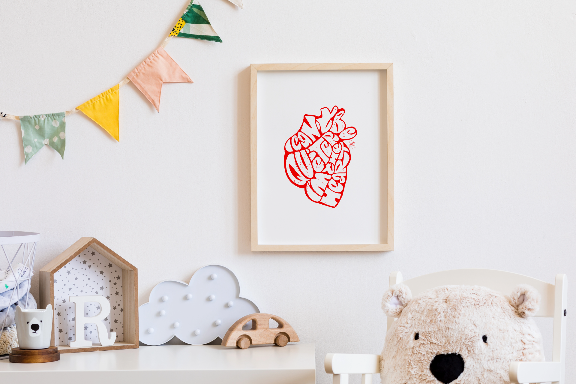 Lettering Wall Art Prints — I can't be quieter, I'm the heart.
