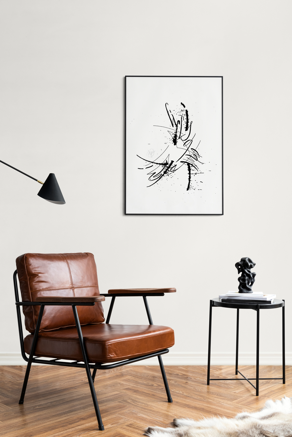 Abstract Black and White Wall Art 16x20" — Life is a game, play it