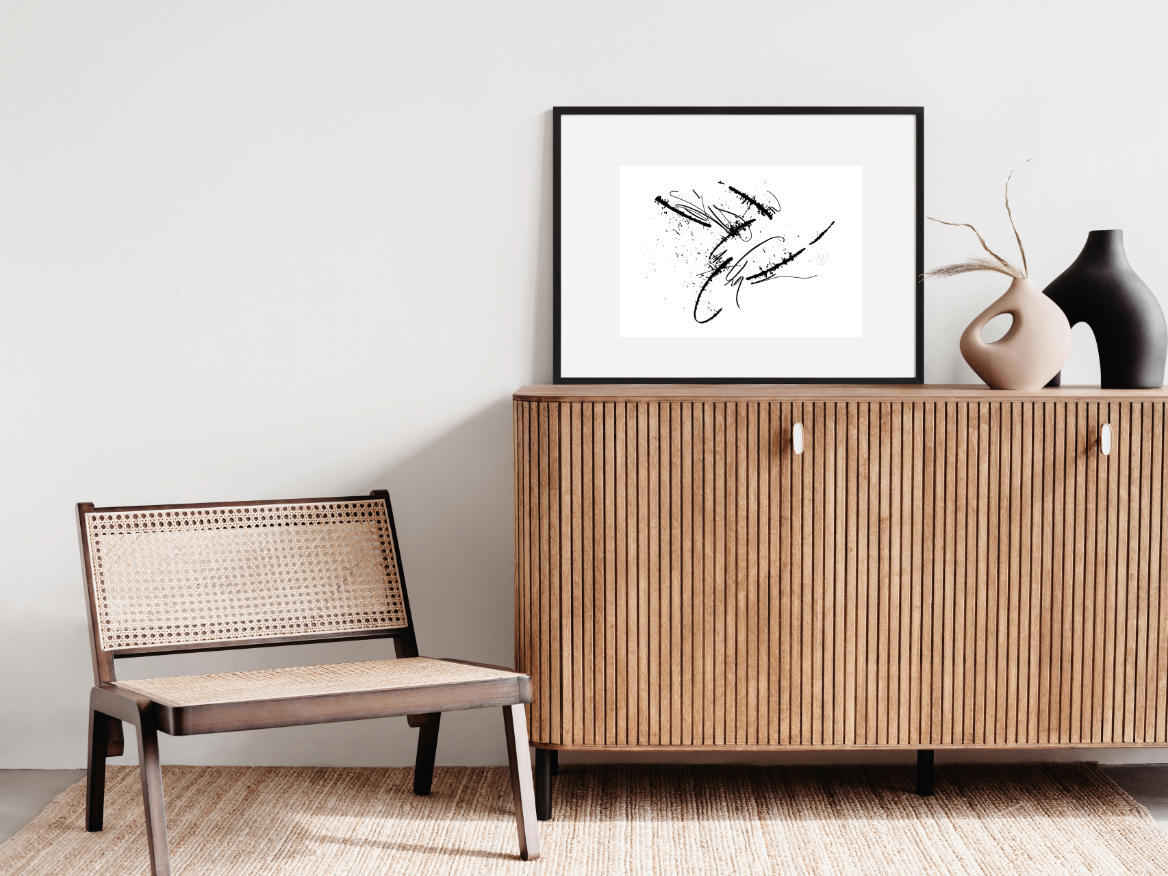 Abstract Black and White Wall Art 9x12"— Love is in the chair