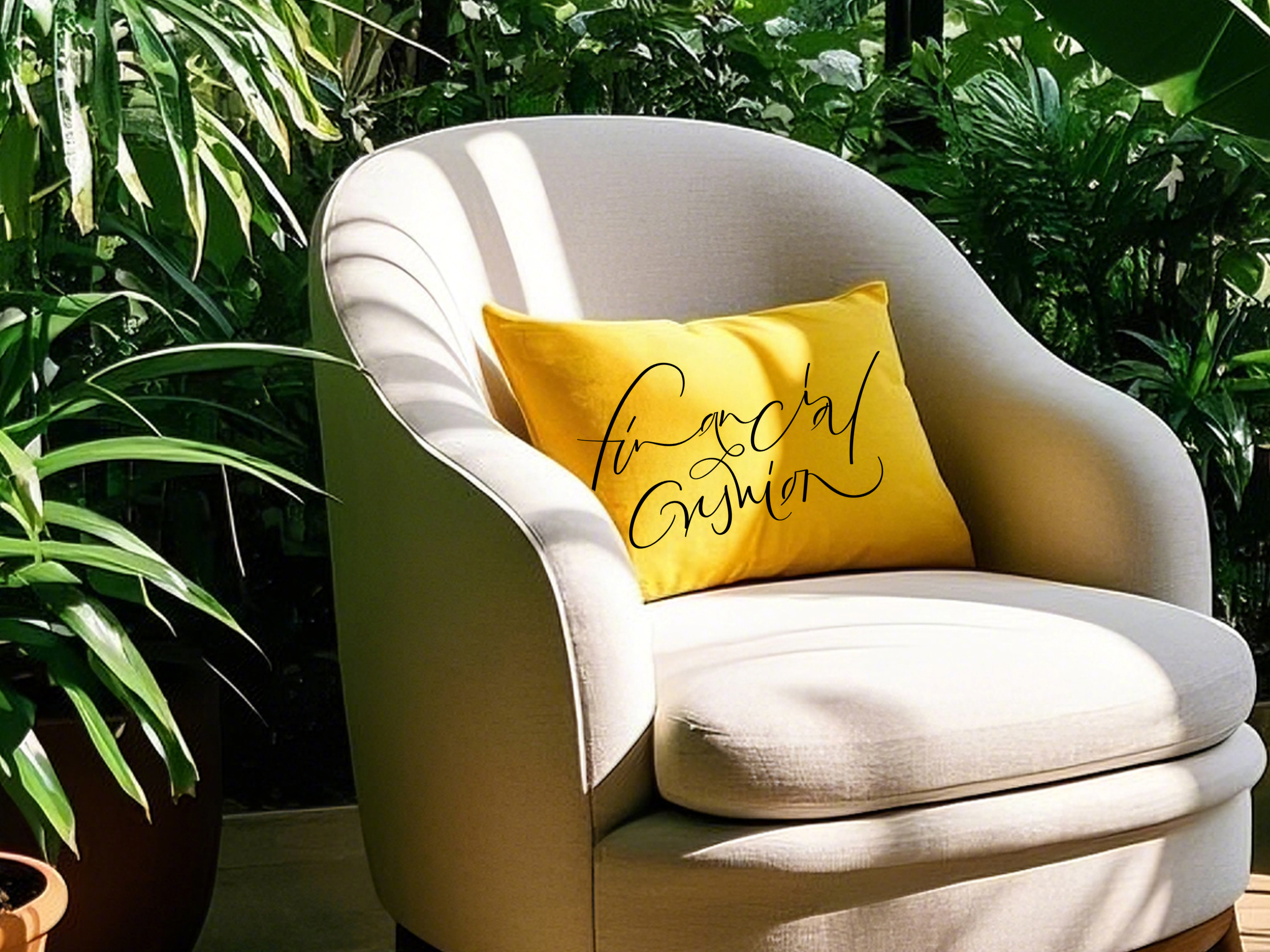 Hand-painted Mustard Velvet Throw Pillow Cover 16x23" – Abstract Artwork “Financial Cushion”