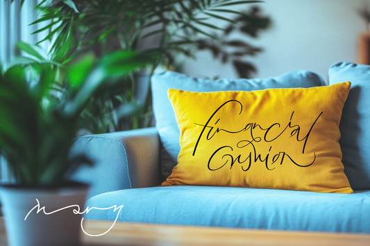 Financial cushion. Hand-painted Pillowcase