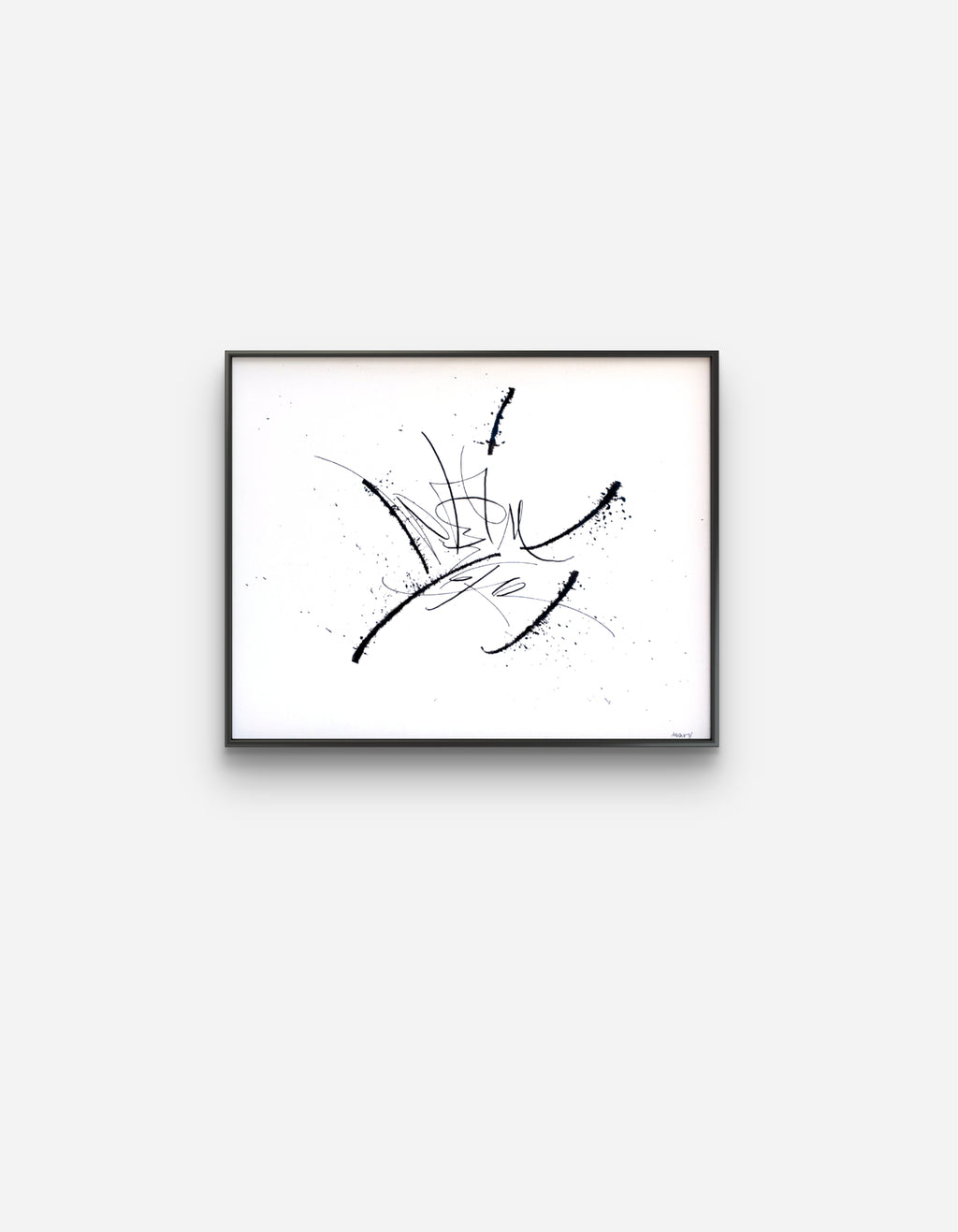 No Time for Fancy original abstract calligraphy artwork by Mary Pavlova in white and black