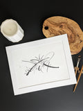 Nonsense But Nice original abstract calligraphy artwork by Mary Pavlova in white and black