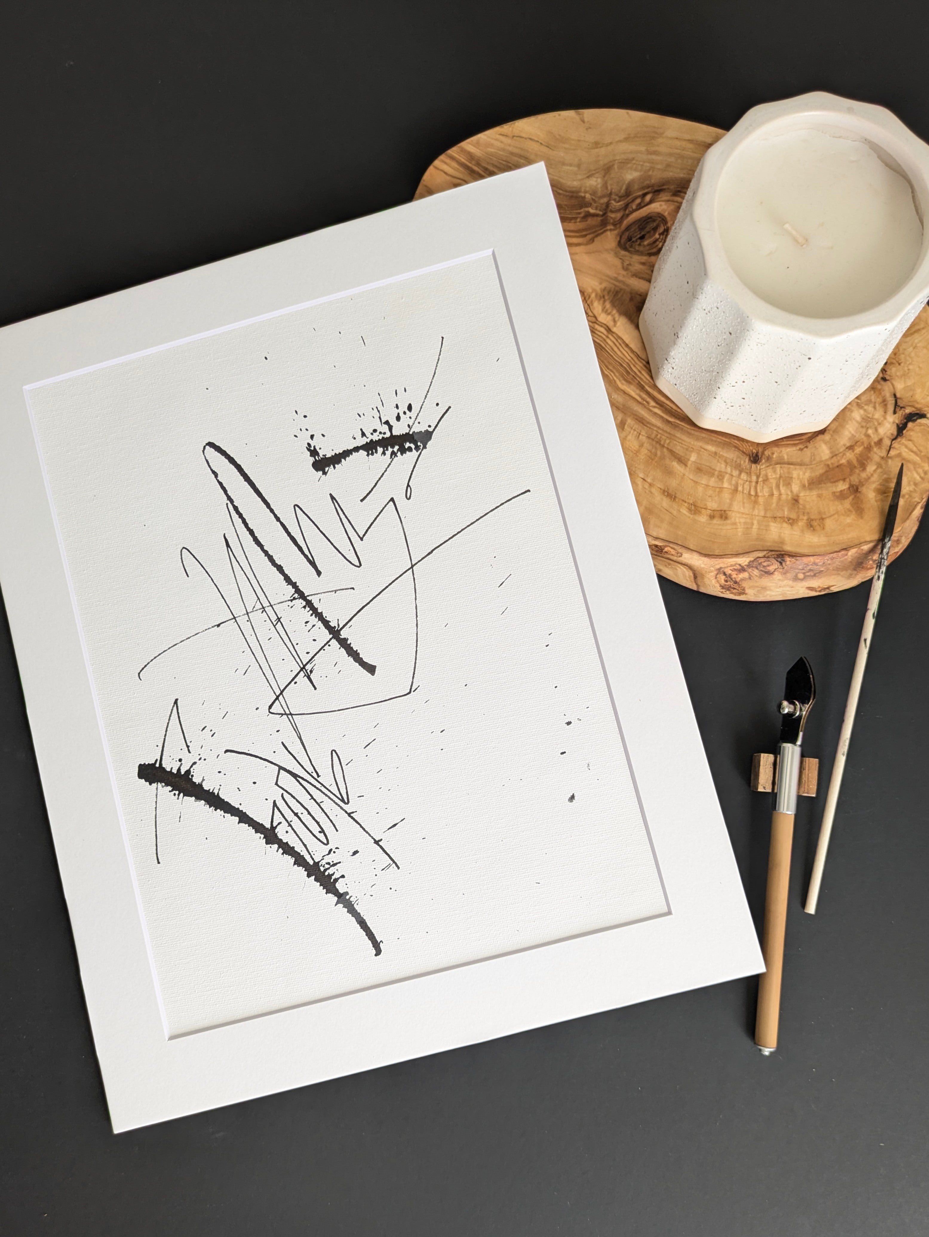 Abstract Black and White Wall Art 9x12"— Life is pain