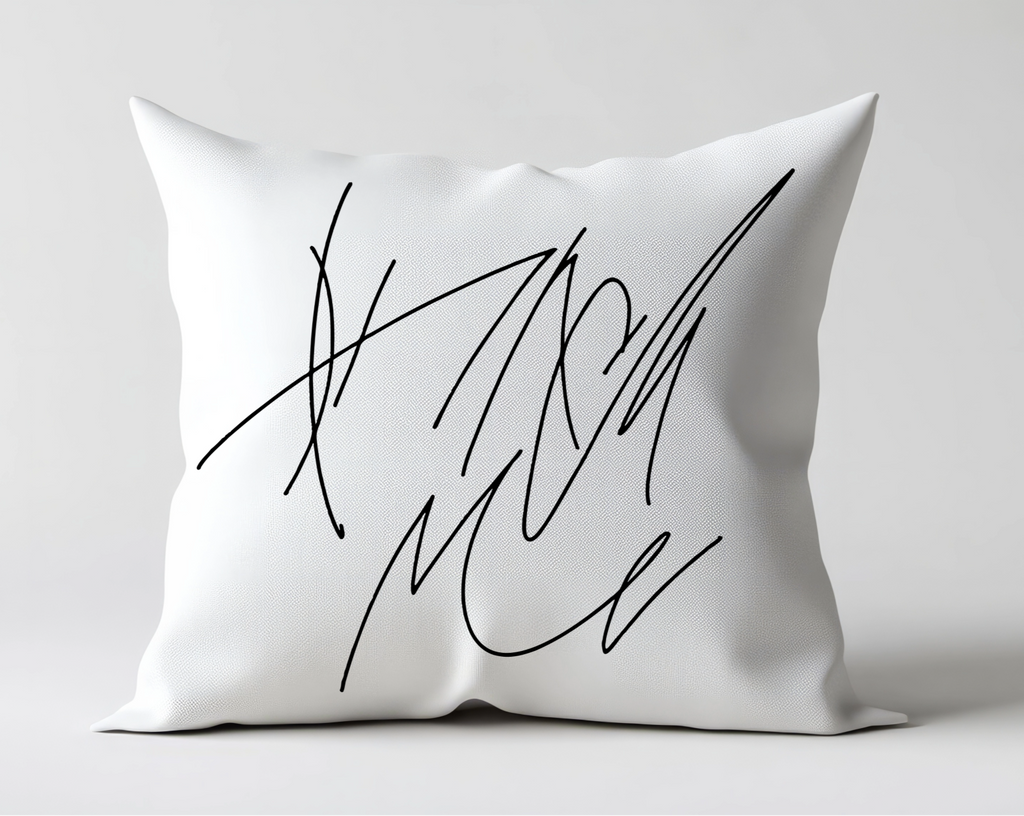 Hand-painted White Cotton Throw Pillow Cover 20x20" – Abstract Artwork “Punch me”