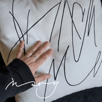 Hand-painted White Cotton Throw Pillow Cover 20x20" – Abstract Artwork “Punch me”