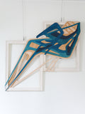 Signatrue stlye original abstract text-based artwork in blue and beige by Mary Pavlova