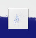 Symphony and Art original abstract calligraphy artwork by Mary Pavlova in white and blue