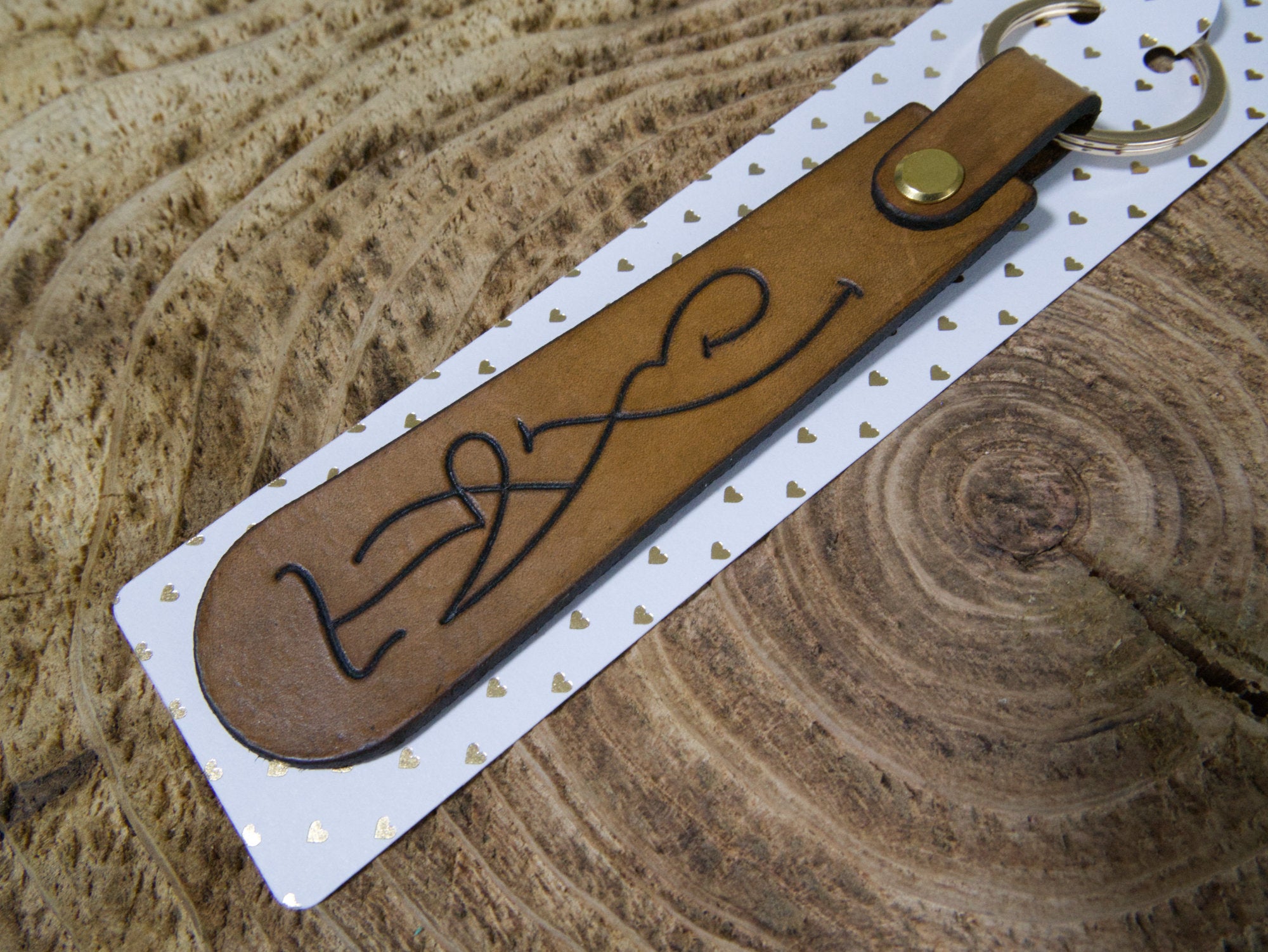 Leather tags for keychain. One side