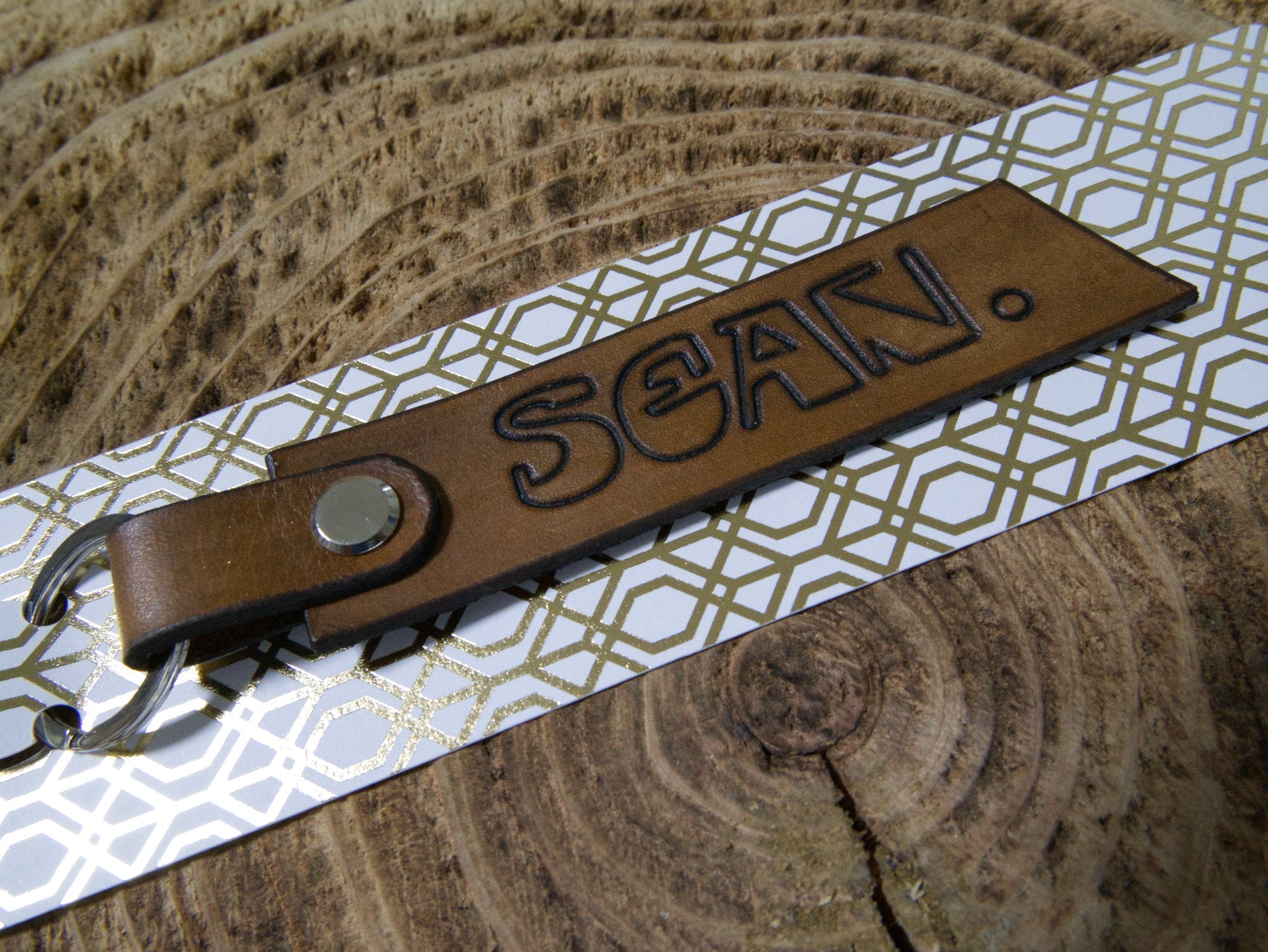 Leather tags for keychain. One side