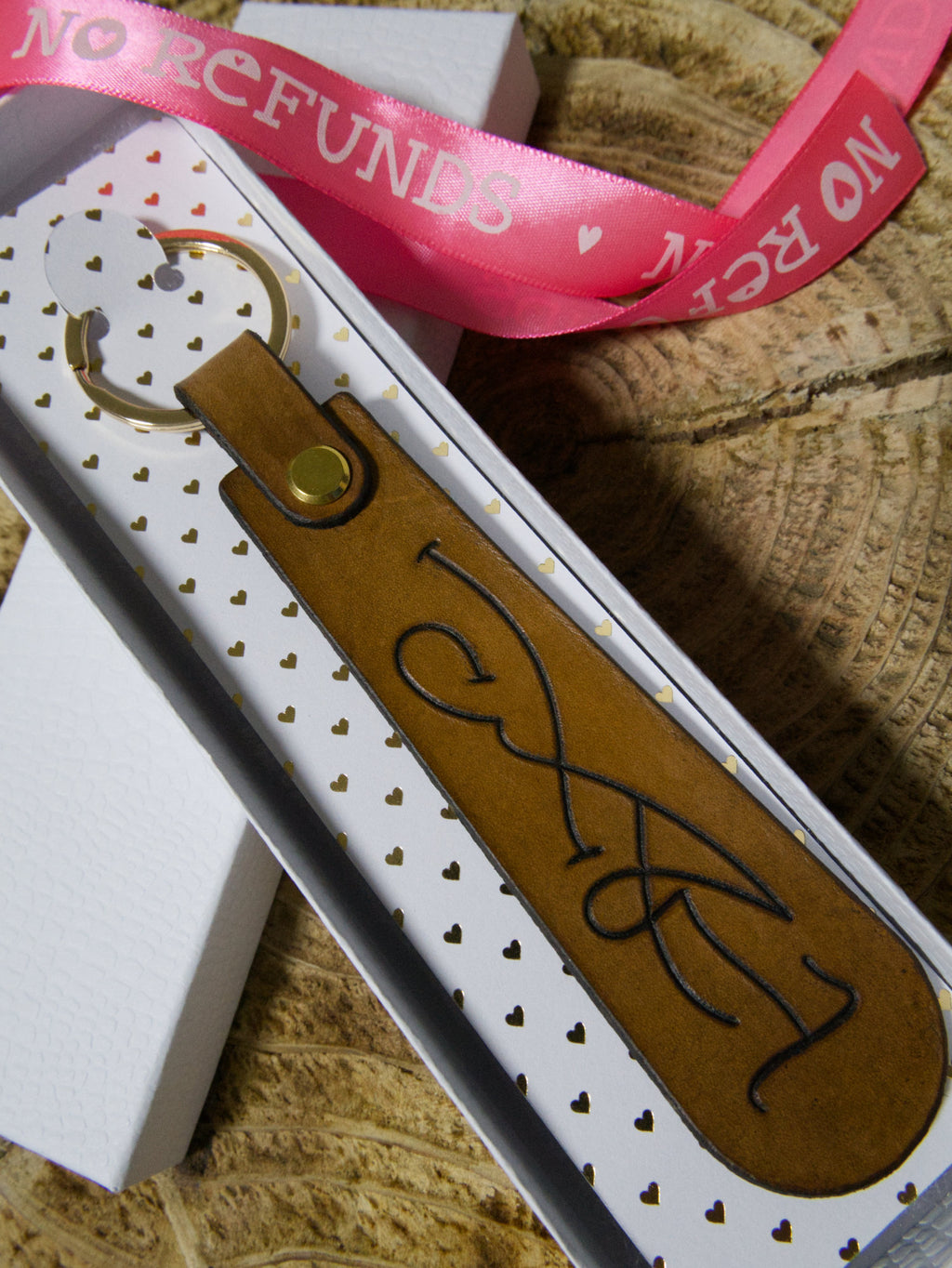 Leather tags for keychain. One side