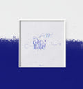 See More original abstract calligraphy artwork by Mary Pavlova in white and blue